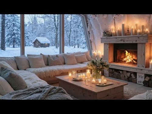 โ๏ธ Gentle Winter Piano Lounge | Soft Piano Sounds & Warm Fire | Study Calm Focus Relax