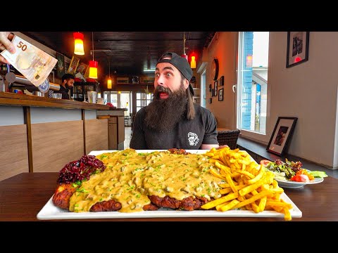 WIN €50 IF YOU CAN FINISH THIS SCHNITZEL CHALLENGE IN GERMANY THAT'S 10 YEARS OLD! | BeardMeatsFood