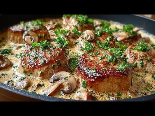 Diese Rezepte sind einfach verrückt! Schweinefleisch in cremiger Pilzsoße! So lecker!