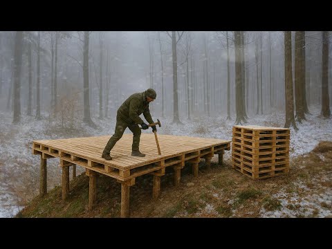 Man BUILT A House Out of Free Pallets in the Forest in 127 Days