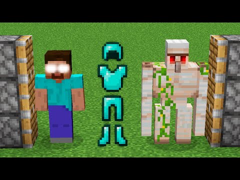 x100 iron golems and HEROBRINE and x200 diamond armors combined in minecraft