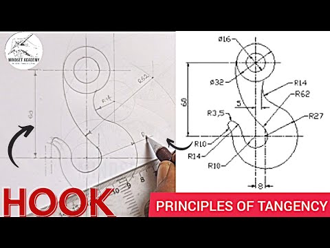 HOW TO CONSTRUCT HOOK USING PRINCIPLES OF TANGENCY IN TECHNICAL DRAWING AND ENGINEERING GRAPHICS.