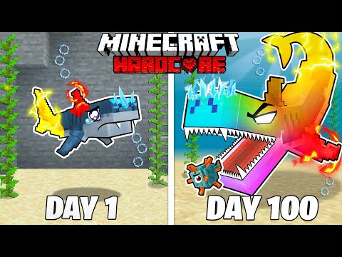 I Survived 100 Days as an ELEMENTAL SHARK in HARDCORE Minecraft