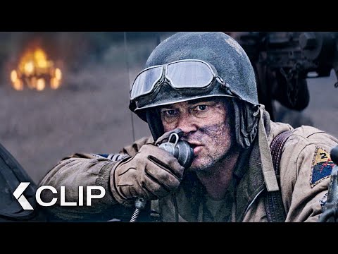 US Tank vs. German Mashine Guns - FURY Clip | Brad Pitt, Shia LaBeouf