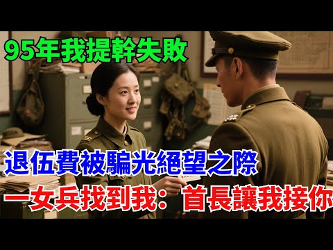 95年我提幹失敗,退伍費被騙光,絕望之際,一個女兵找到我:首長讓我接你#奇聞#故事#真實案例#民間故事