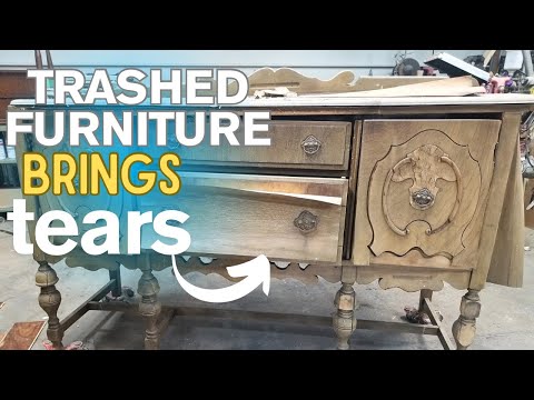 Ep. 129 I Found this SAD 🥺 Antique Buffet in the TRASH and Restored it