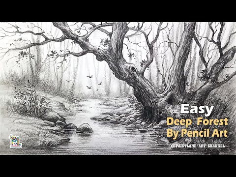 How to draw Deep Forest Landscape Art | Forest Realistic Drawing | Pencil Sketch and Shading Art