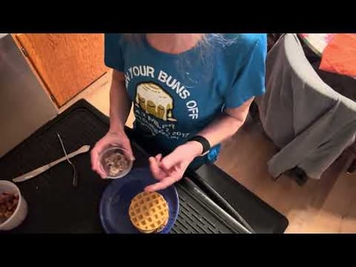 Carnivore lunch - chuck roast & bacon on Chaffles with a side of anchovies