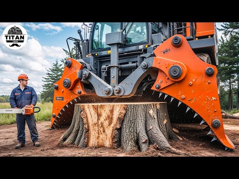 Extreme Dangerous Monster Stump Removal Excavator | Amazing Fastest Wood Chipper Machines #15