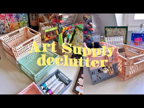 Studio Vlog: organizing my Art Studio, decluttering Art supplies & creating Artworks 🌈