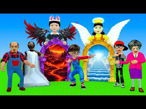 Scary Teacher 3D vs Squid Game Does Miss T Deserve To Go To Heaven OR Go Down Hell 5 Times Challenge
