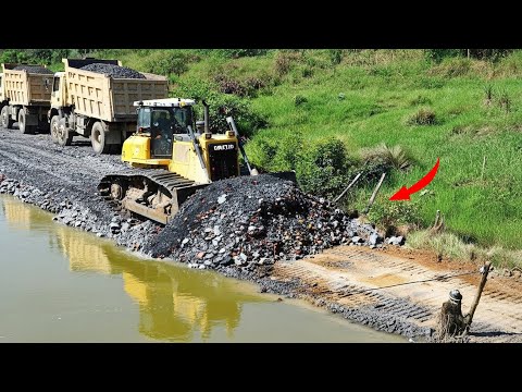 EPIC PUSH! Complete 100% Project With Professional Operator Clearing Stone Shantui Bulldozer