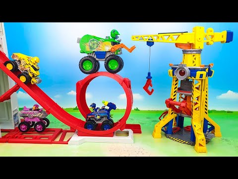 Полицейская машина Бульдозер Автокран Мусоровоз. Щенячий Патруль для детей.