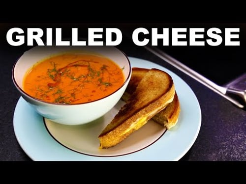 Classic grilled cheese sandwich and tomato soup
