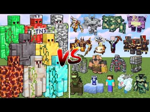 All Minecraft Golems vs All New Boss Mobs