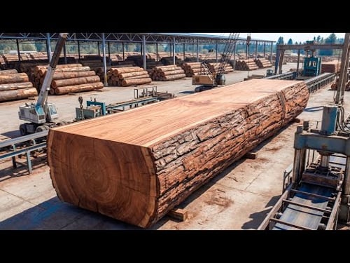 Inside a Massive Wood Sawmill Factory – The Complete Process of Building a Wooden House