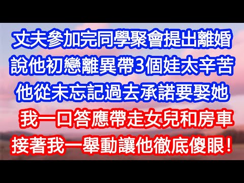 【情感故事】丈夫參加完同學聚會提出離婚,說初戀離異帶3個娃太辛苦,他從未忘記過去承諾要娶她,我一口答應帶走女兒和房車,接著我一舉動讓他徹底傻眼!#故事 #人生哲理 #婚姻 #出軌 #爽文