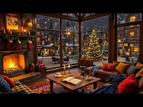 Christmas Winter CafΓ© Ambience β Smooth Jazz Music & Warm Fireplace Sounds for Work & Study