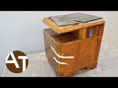 I spent 2 weeks restoring this Art Deco nightstand