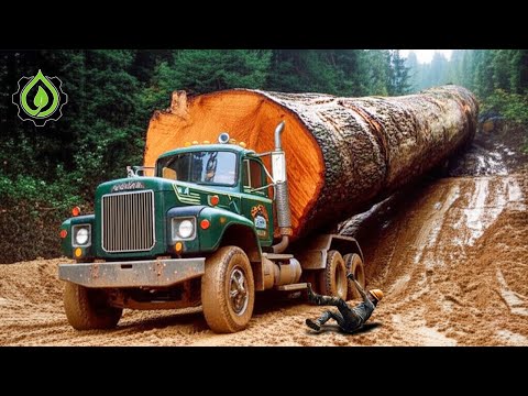 Extreme Dangerous Big Logging Wood Truck Driving Skill | Fastest Chainsaw Cutting Tree Machines #5