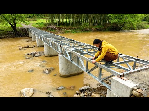 Young girl builds a bridge over flood in 101 days | by @dungbushcraft