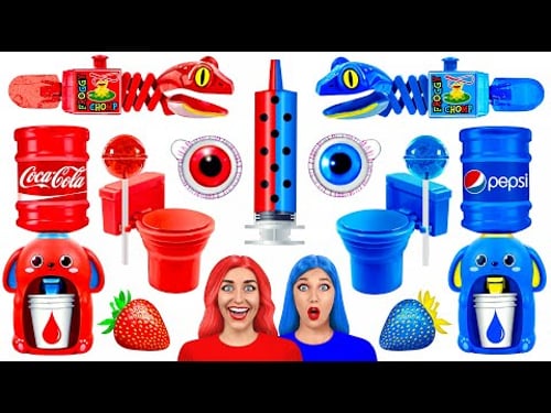 Red Food vs Blue Food Challenge | Eating Everything Only In 1 Color For 24 Hours by Multi DO