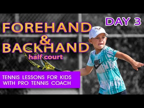 Backhand & Forehand Half Court. Lesson for KIDS with PRO TENNIS COACH Vasileios Psyrras. Full Day 3