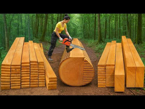 Building a Solid Wood House Alone – The Journey of a Brave Girl