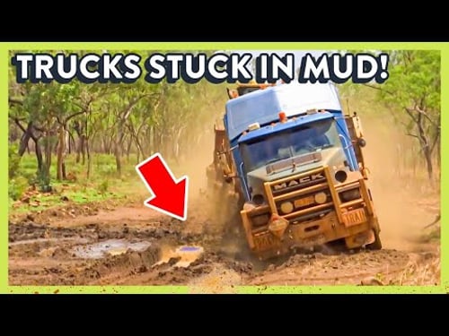 Massive Road Trains Get Bogged in the Outback