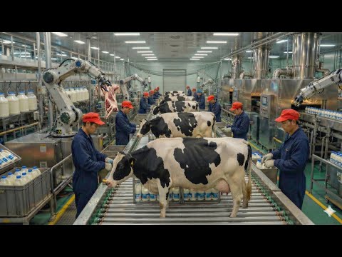Inside the Modern Cow Milk Factory: From Cow to Fresh Milk (Full Process)