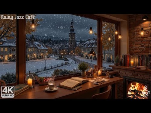 Smooth Jazz Instrumental 🎷 Winter Coffee Shop & Fireplace | No Lyrics Work & Study
