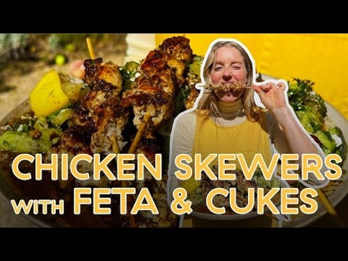 Molly Makes Her "Flavor Bomb" Chicken Skewers with Feta and Pickles