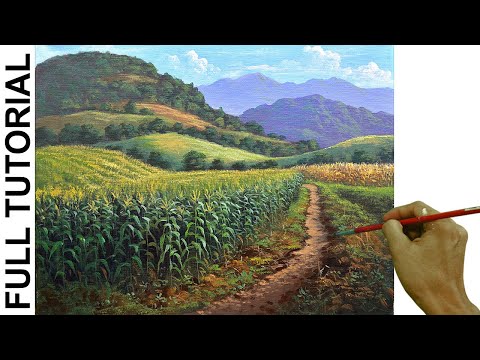 TUTORIAL / Acrylic Painting Landscape / Corn Field / JMLisondra