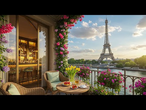 Relaxing Jazz Music in a Paris Morning Café 🌞 | Smooth Coffee Vibes Near the Eiffel Tower