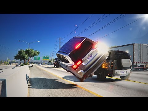 BeamNG Drive - Realistic Rollover Crashes #2