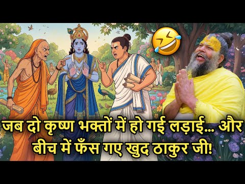 😂🕊️ Jab 2 Krishna Bhakton Mein 😤 Ho Gayi Ladai… Aur Beech Mein Phans 🐚 Gaye Khud Thakur Ji!