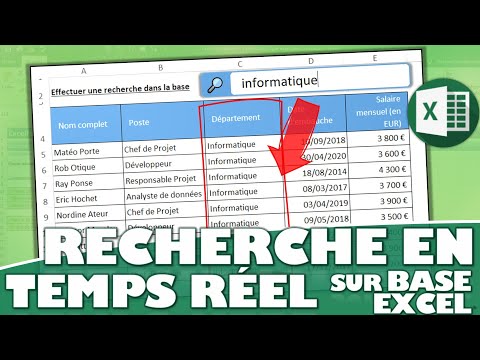 Comment effectuer une recherche en temps réel sur une base Excel, sans VBA ?