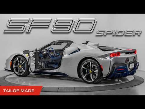 BLUE CARBON Ferrari SF90 Spider Sound, Interior, and Exterior - Grigio Le Sancy - Tailor Made
