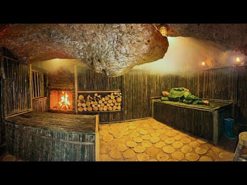 Upgrading My Stone House in the Rainforest | Bamboo Interior, Brick Fireplace & Warm Night