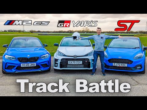 GR Yaris v BMW M2 CS v Fiesta ST - TRACK BATTLE and 0-60mph 1/4 mile test: AWD v RWD v FWD!