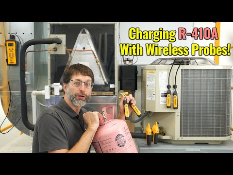 Charging R-410A Refrigerant Into An Air Conditioner Using Wireless Probes!