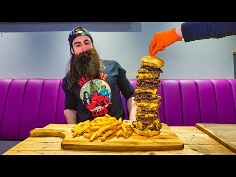 BREAK THE RECORD NUMBER OF BURGERS EATEN TO GET IT FREE | CECE'S BUILD-IT CHALLENGE | BeardMeatsFood