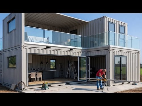 Man Builds a Modern Two-Story House from Steel Containers | Full Build by @mlgkontejneri3283