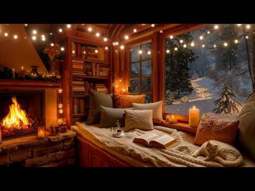Peaceful February Winter Cabin ☕ Smooth Jazz Piano & Snowfall Ambience for Calm Study Nights