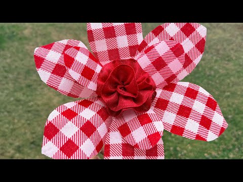 Make a large flower using ribbon and a ribbon rose center!