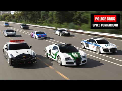 Fastest Police Cars Speed Comparison 3D | 3D Animation