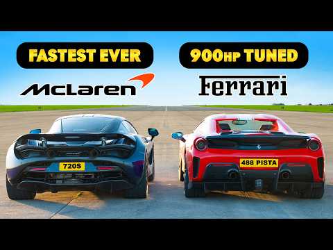World’s FASTEST McLaren v Tuned Ferrari 488 Pista: DRAG RACE