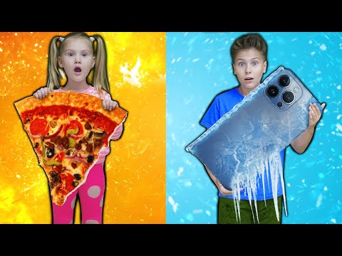 Холодное VS Горячее СЕСТРА Против БРАТА челлендж 24 часа Fast Sergey