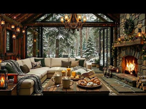 Gentle Jazz Music in a Classic Wooden Living Room | Peaceful Outdoor Space Amidst...