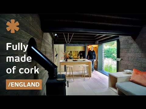 Biodegradable home built by hand with cork LEGOs, no glue